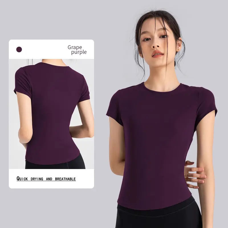 Women's Outdoor Sports Shirt Yoga Wear Fitness T-Shirt Quick Dry Running T-Shirt Workout Top Female Sportswear Exercise Clothing - Image 4