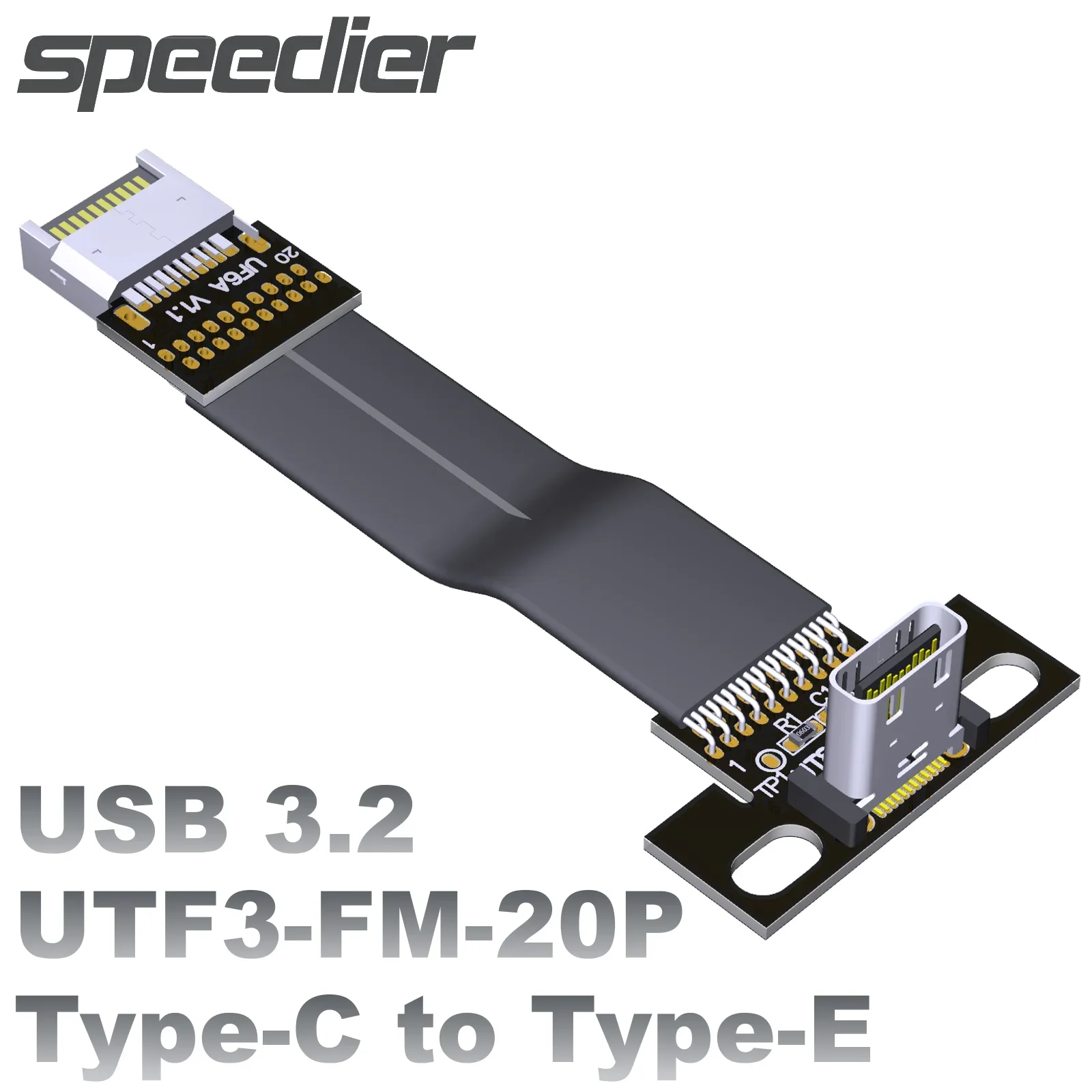 20g Usb 3.2 Gen2 Type C Female To Type E Male 20p Shielded Flat 