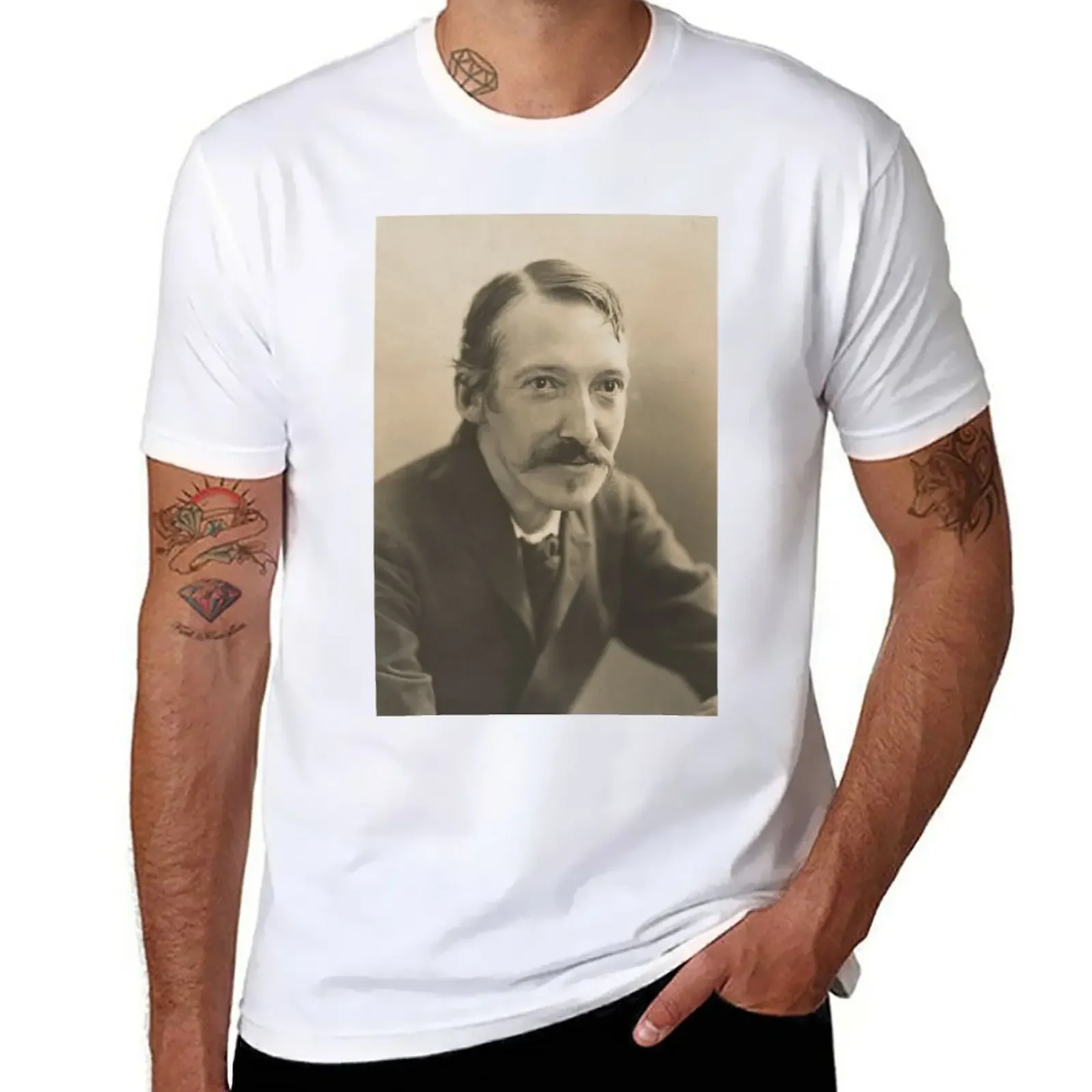 

Vintage Robert Louis Stevenson Photo Portrait T-Shirt animal prinfor boys cute tops customs t shirts for men