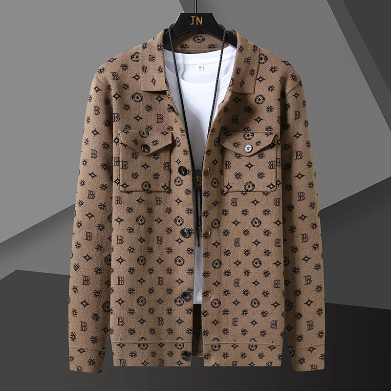 

Autumn Winter Fashion Knitted Polo Sweater Cardigan Retro Sweater Men's Casual Warm Men's Jacket Men's Wear
