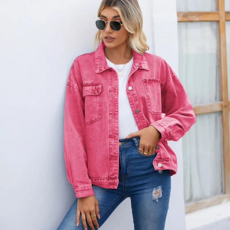 New Denim Jacket Women Harajuku Retro Long Sleeve Korean Autumn Clothes Bomber Jacket Long Sleeves Pockets Streetwear Loose Coat a6 binder cover kpop photocards holder 10pcs refill pockets sleeves notebook diary 3inch 4inch card photo album inner sleeve