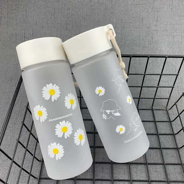 Small Daisy Transparent Plastic Water Bottle Creative Frosted