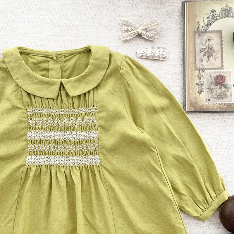 

Cotton and Linen Smocking Embroidery New Toddler Girl Dresses Baby Summer Dress Kids Girls Casual Soft Girl Dress Princess