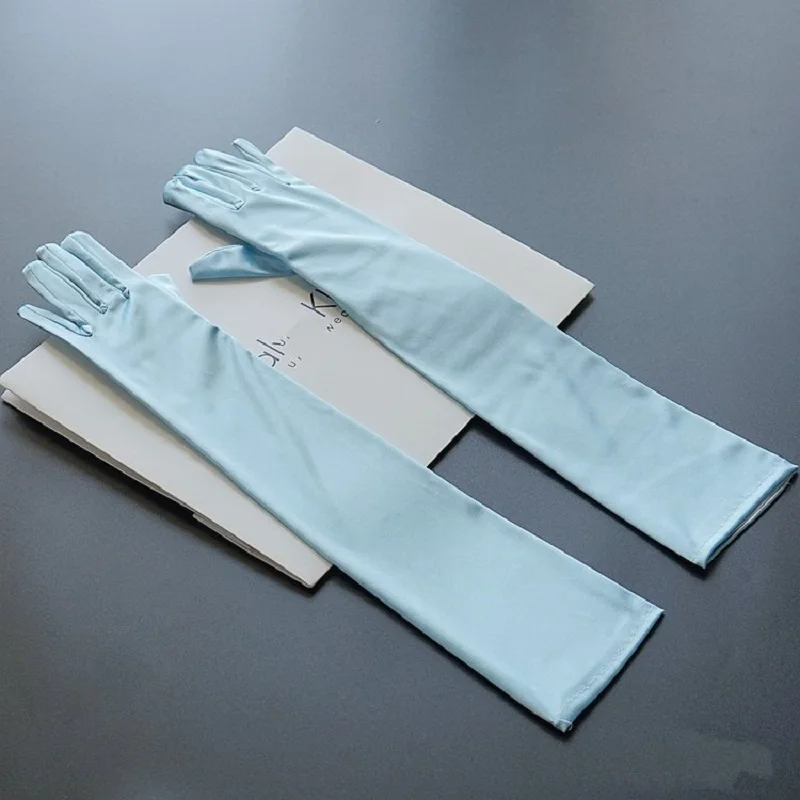 Long Shiny Stretch Satin Dress Gloves Opera Length Formal Prom Party Gold Finger Gloves S215 satin finger gloves glossy gloves