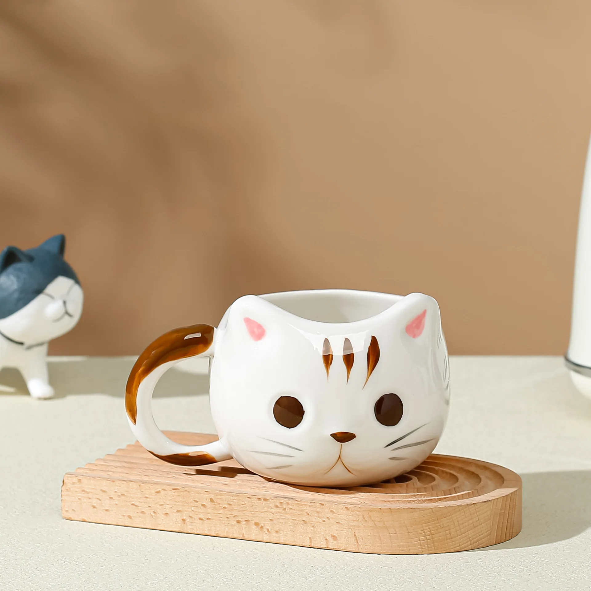 Ceramic Cute Cartoon Cat Coffee Mug Set Animal Breakfast Milk Tea Cup With  Dessert Tray Creative Office Drinkware Novelty Gifts - AliExpress