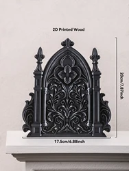 Enchanted Gothic Black Castle Wooden Arch Ornament (Crafts BS4975)