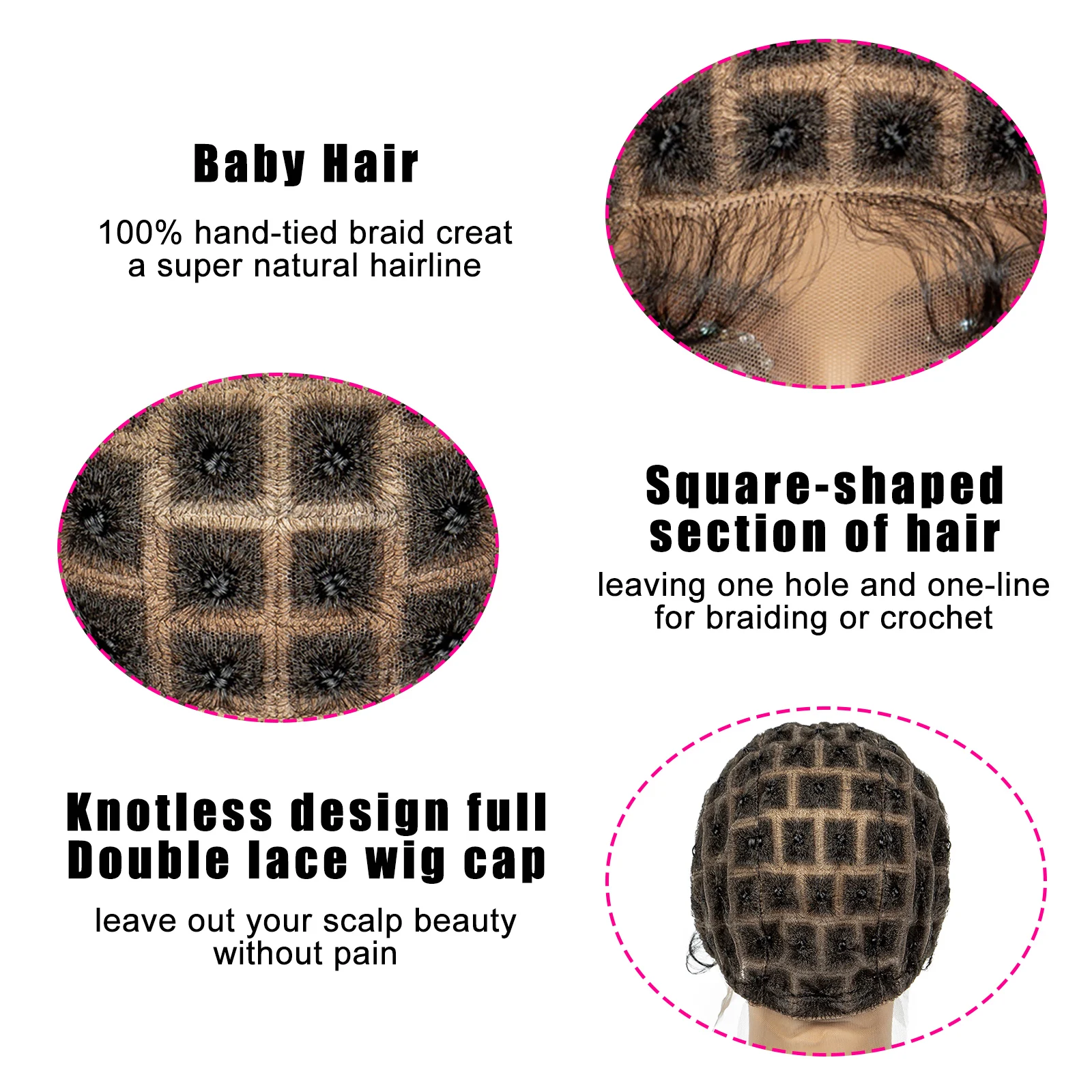 Braided Wig Cap for Crochet Braids Embroidery Full Double Lace Braided Wig With Baby Hair Suitable for Making Crochet Wigs