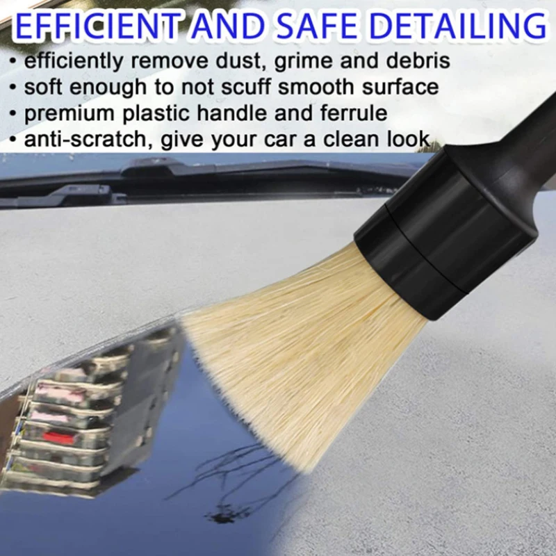 3 PCS Car Exterior Interior Detail Brush Boar Hair Bristle Brushes For Car Cleaning Auto Detail Tools Dashboard Cleaning Brush car cleaning accessories car detailing brush set car cleaning tool