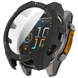 Tempered Film Protective Case for Smart Watch - Durable Cover and Bumper Accessories (Black Green)