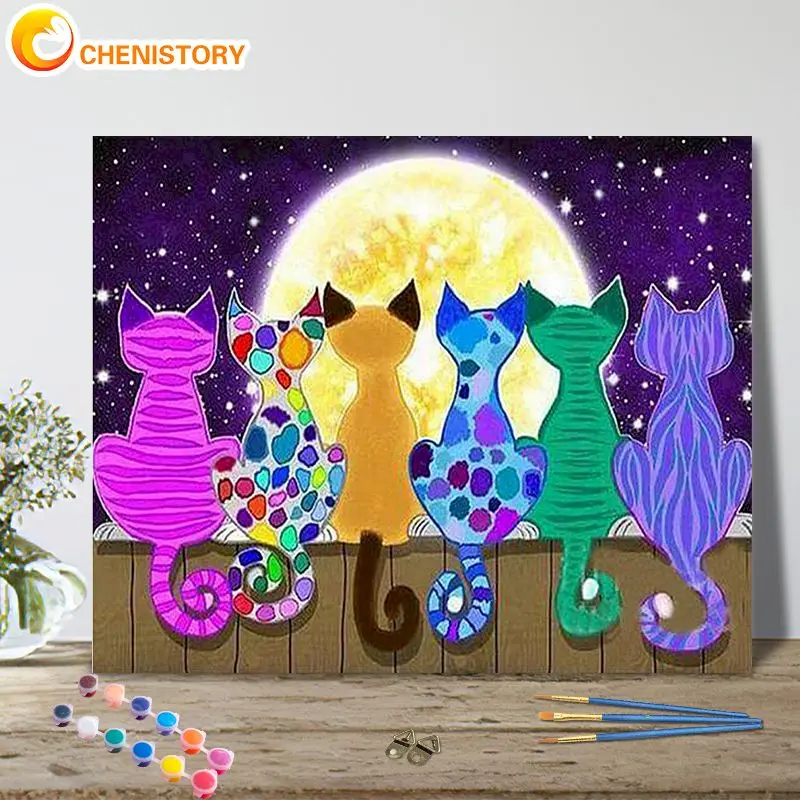 

CHENISTORY Paint By Number Color Cat Animal Drawing On Canvas Handpainted Painting Art Pictures By Number Home Decor Diy Gift