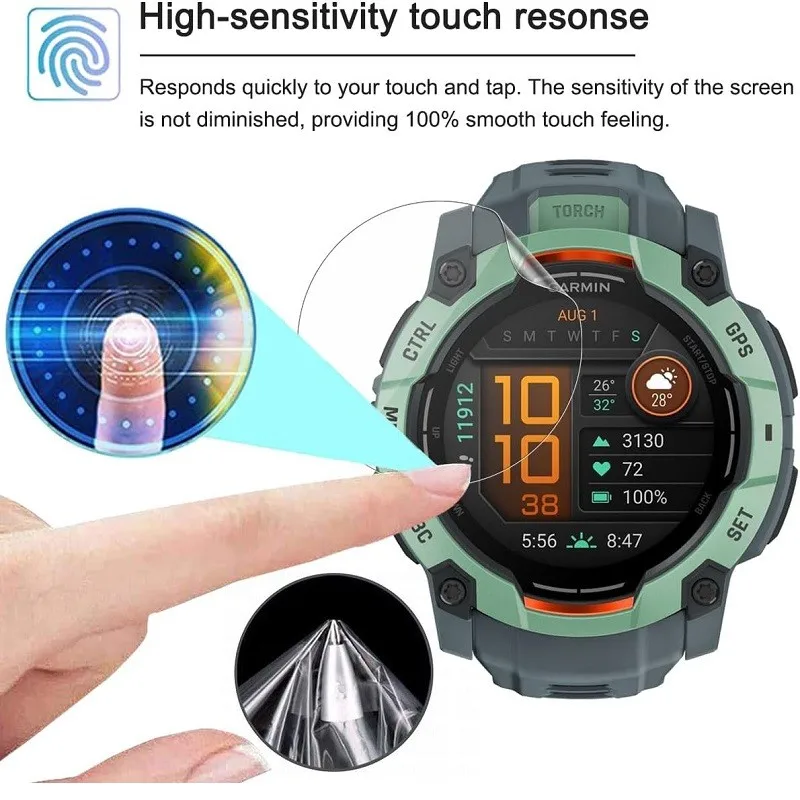 3/10PCS Garmin Instinct 3 Instinct3 50mm Instinct E 40/45mm SmartWatch HD 투명 소프트 필름 용 TPU 하이드로 겔 스크린 보호 필름