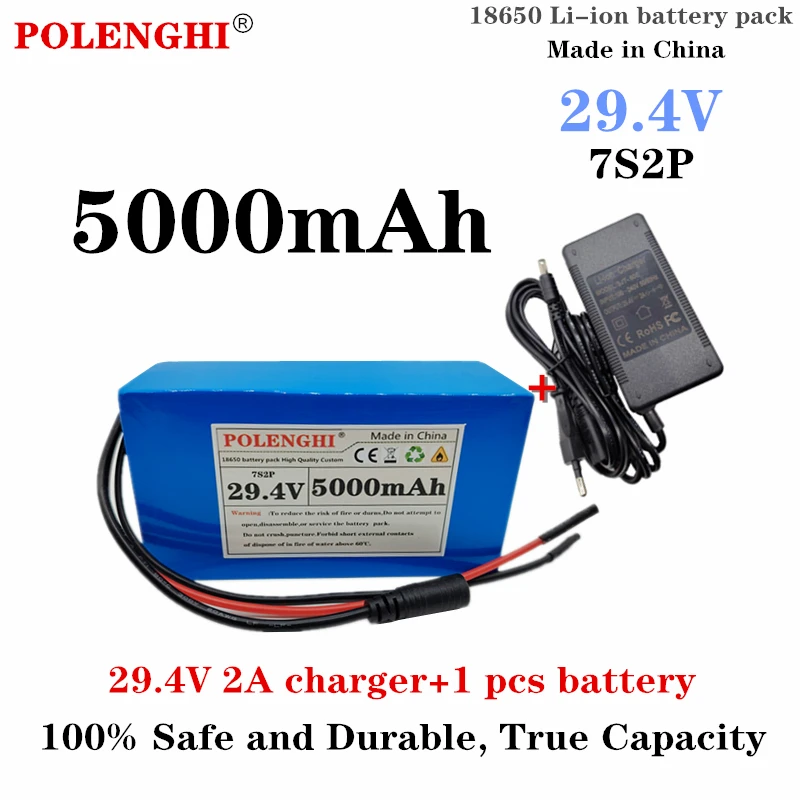 100% True Capacity24-29.4V 5Ah 7 S2P 18650 Batteria Ricaricabile Agli Ioni Di Litio Batteria Per Scooter Elettrico Per Bicicletta Elettrica