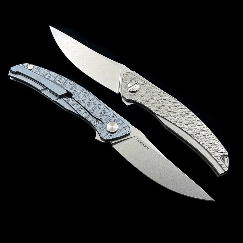 Shirogorov Quantum Cromax PM Blade Titanium Alloy Handle Folding Knife Outdoor Camping Hunting Pocket EDC Tool Knife 2