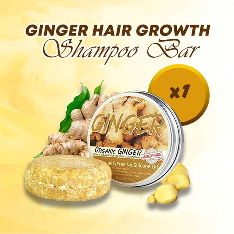1pc Anti Hair Loss Hair Growth Soap Ginger Shampoo Bar Solid Shampoo