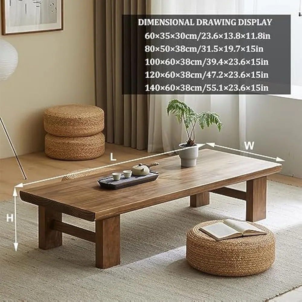 Japanese Floor Table, Vintage Tea Table Low Table,Rectangular Style Tatami Table, or Sitting on The Floor Accent Furniture (Colo 3