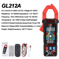 Advanced Smart Digital Clamp Multimeter - AC Current, Resistance, Capacitance & Frequency Tester with Non - Contact Measurement (GL212A)