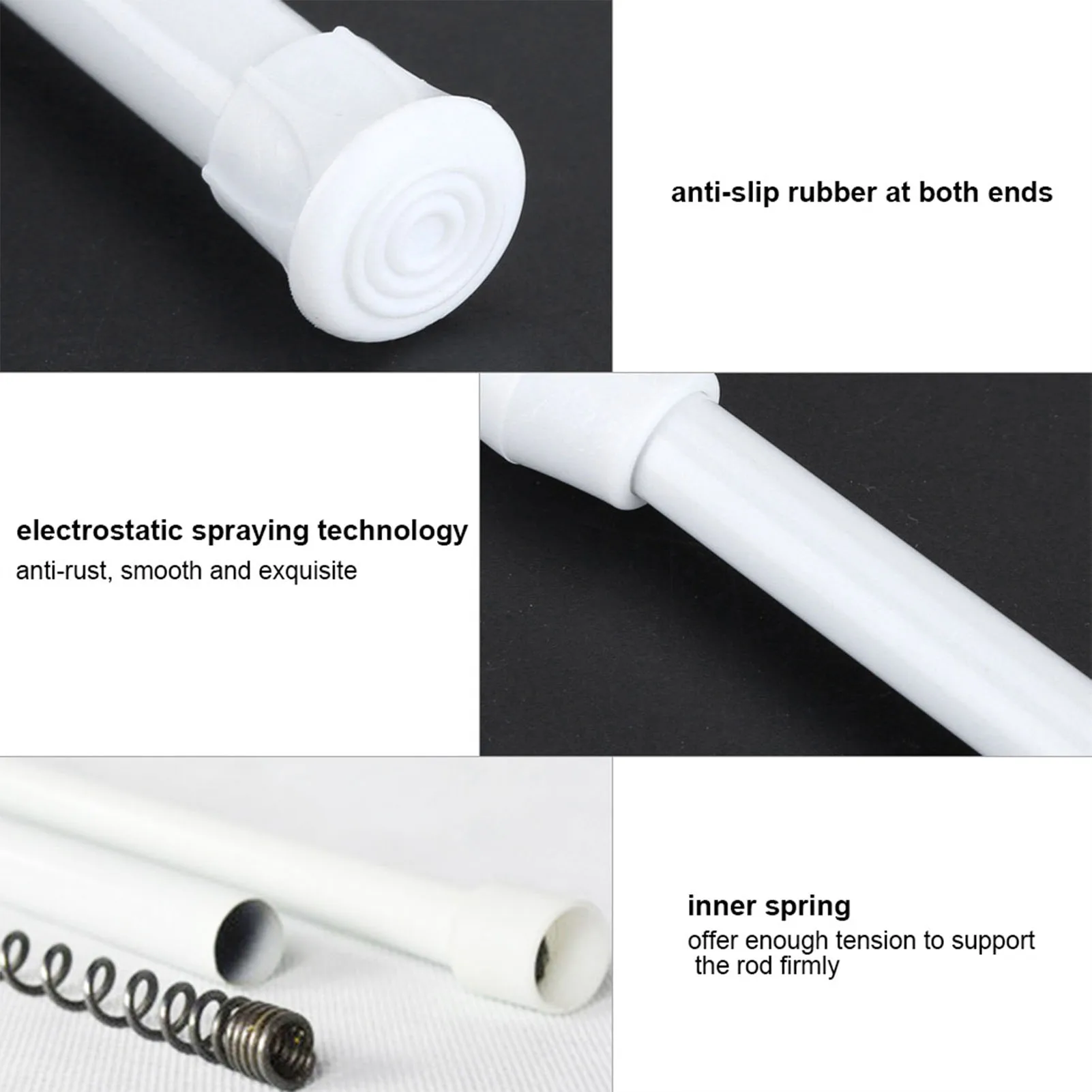 Shower Curtains Adjustable Spring Loaded Tension Rod Extendable Closet Window Rail Pole