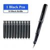 0.38mm 1 Fountain Pen +10 Refills Set Black Blue Red Ink EF Nib Student School Office Stationary Refillable Writing Supplies 6