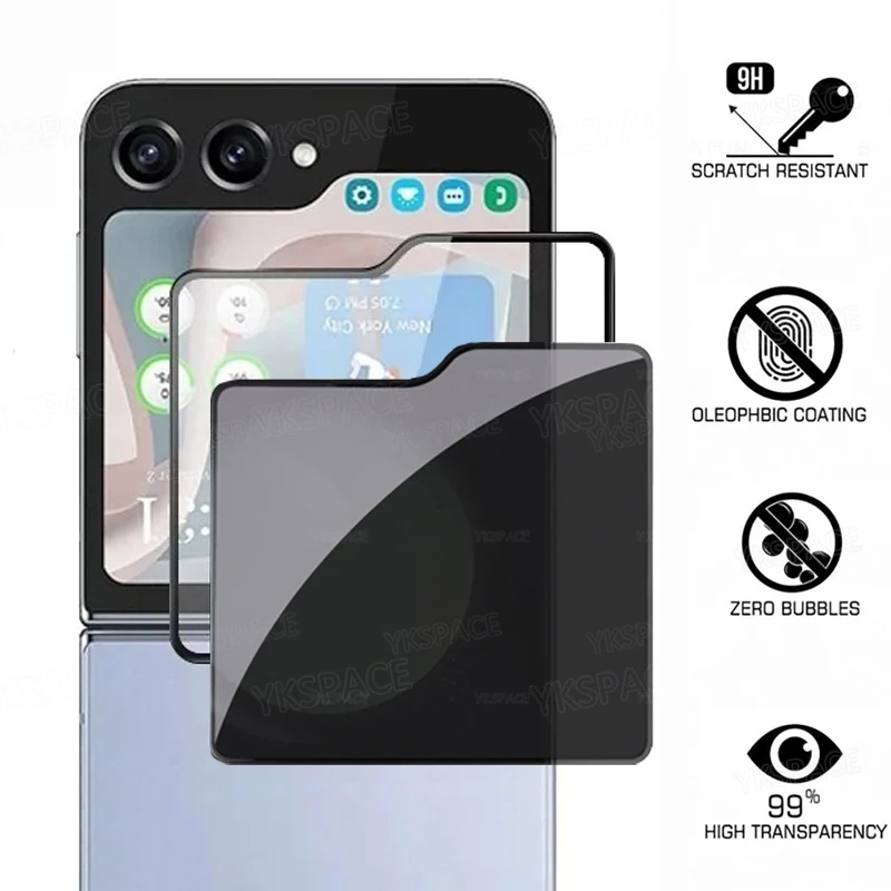 2-Pack Privacy Anti-Spy HD Clear 9H Tempered Glass Flip Screen Protector
