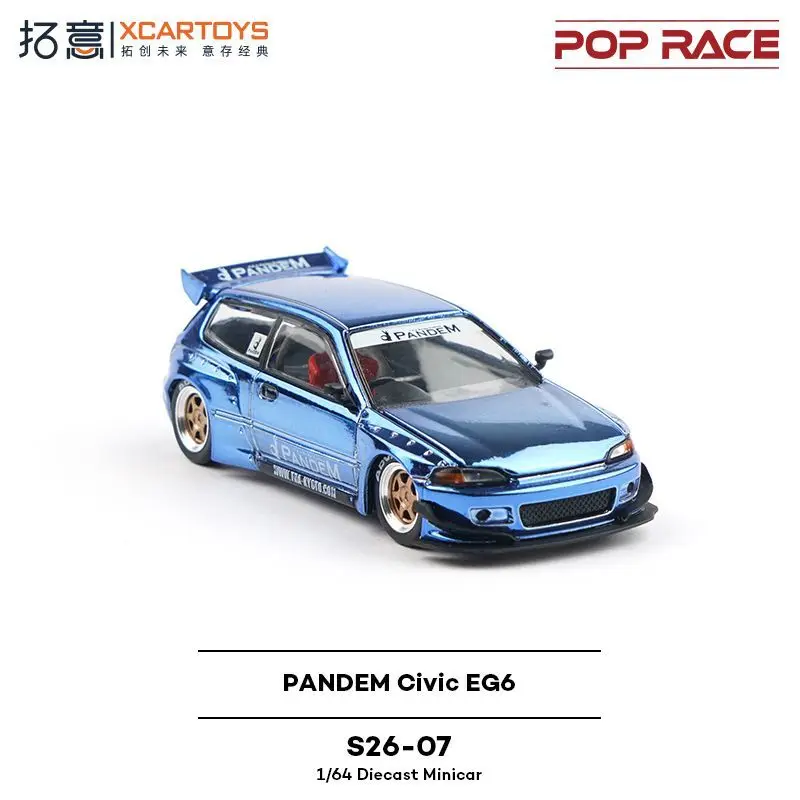 POP RACE 1:64 혼다 PANDEM 시빅 EG6 해치백 슈퍼카 합금 다이캐스팅 자동차 모델 컬렉션 선물