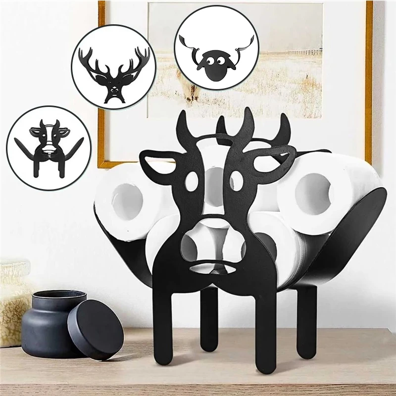 Bathroom Toilet Paper Towel Metal Holder Cow Sheep Elk Animal