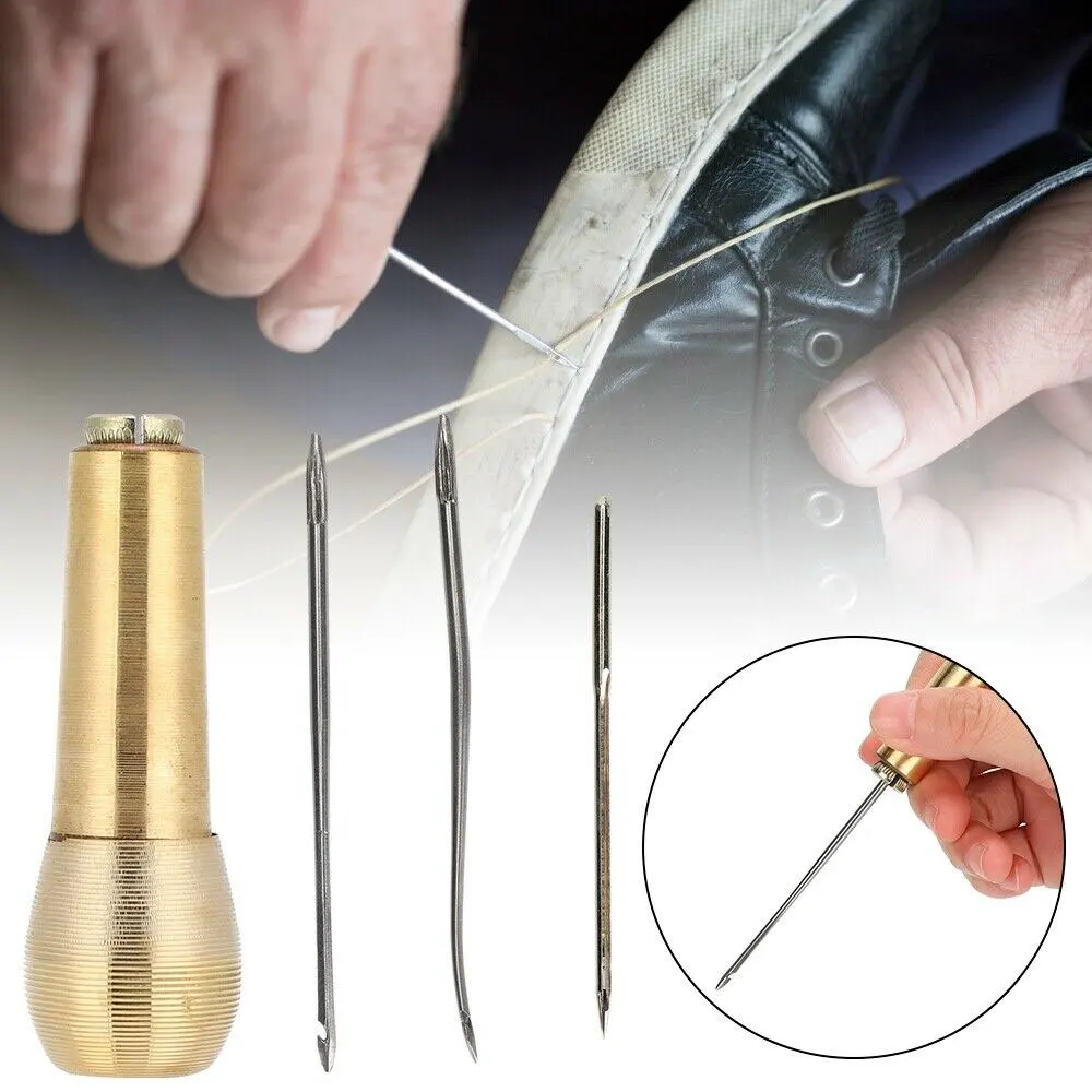 

1Set Sewing Leather Bags To Repair Shoes with Copper Awls Crochet Hollow Needle Knitting Accessories Sewing Supplies and Tools