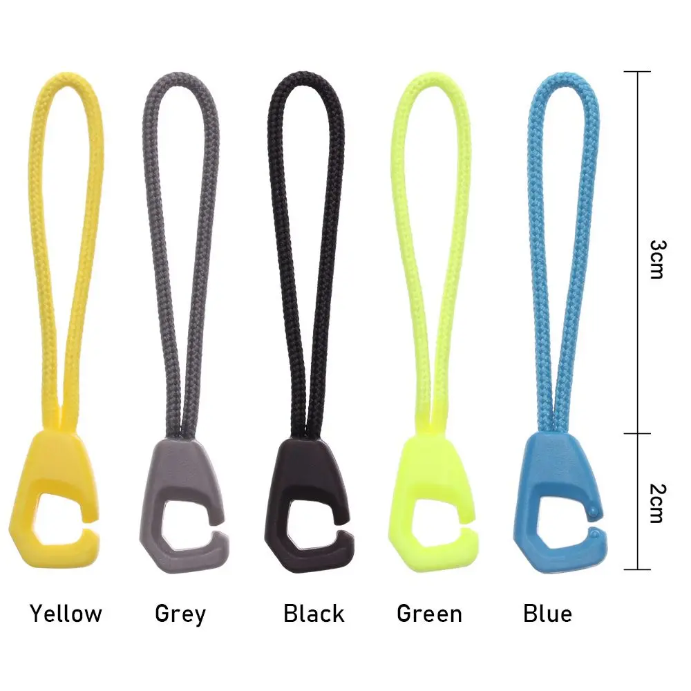 10PCS 5 Colors Zipper Pull Cord Rope Pullers Sliders Zip Puller Replacement Ends Lock Zips for Travel Bag Suitcase Tent Backpack