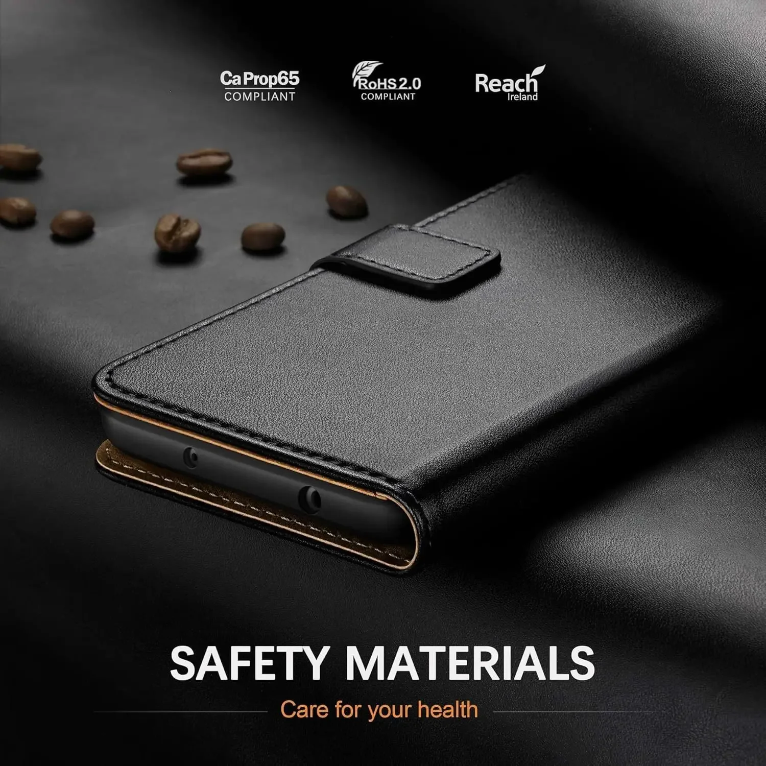 Premium PU Leather Wallet Case with Kickstand - Flip Phone Cover