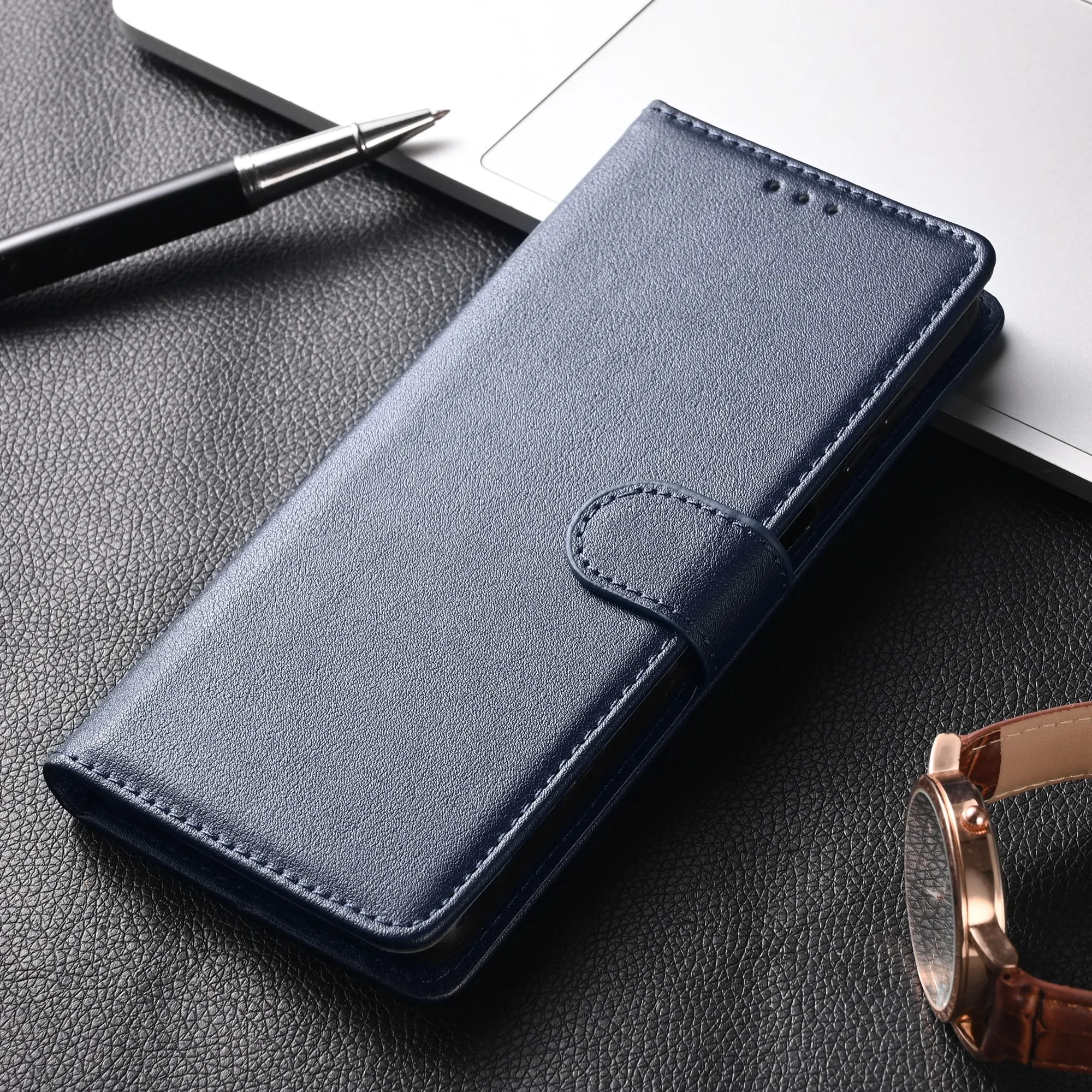 Premium PU Leather Flip Wallet Cover with Card Slots