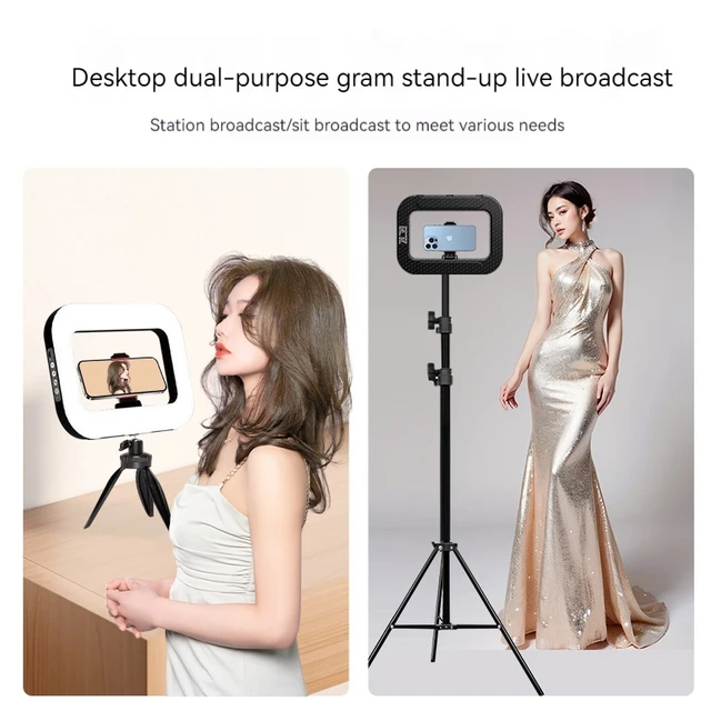 New Handheld Ring LED Rechargeable Fill light Portable Mobile Phone Live Broadcast Photography Desktop Rabbit Cage Selfie Light 2