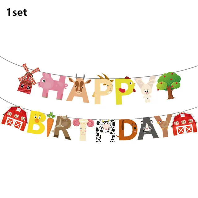 Décor de fête d'anniversaire sur le thème des animaux de la ferme, vache,  over, ensemble de vaisselle britannique, assiette, tasse, serviettes,  nappe, accessoires de fête, fournitures de fête préChristophe - AliExpress