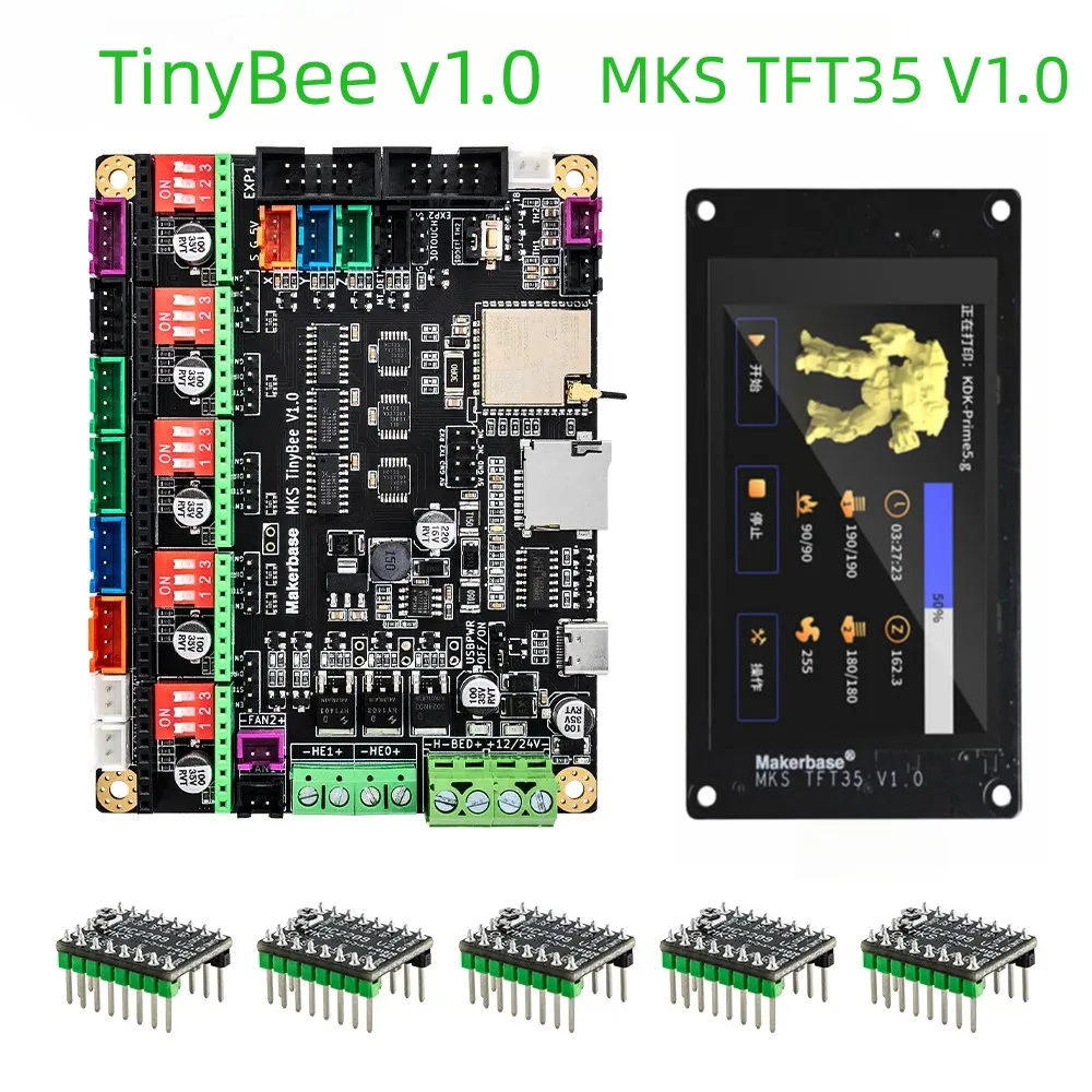 

Плата управления для 3D-принтера MKS TinyBee v1.0, ESP32 TMC2209, 2208 драйвер, сенсорный дисплей MKS TS35, аксессуары для 3D-принтера с Wi-Fi