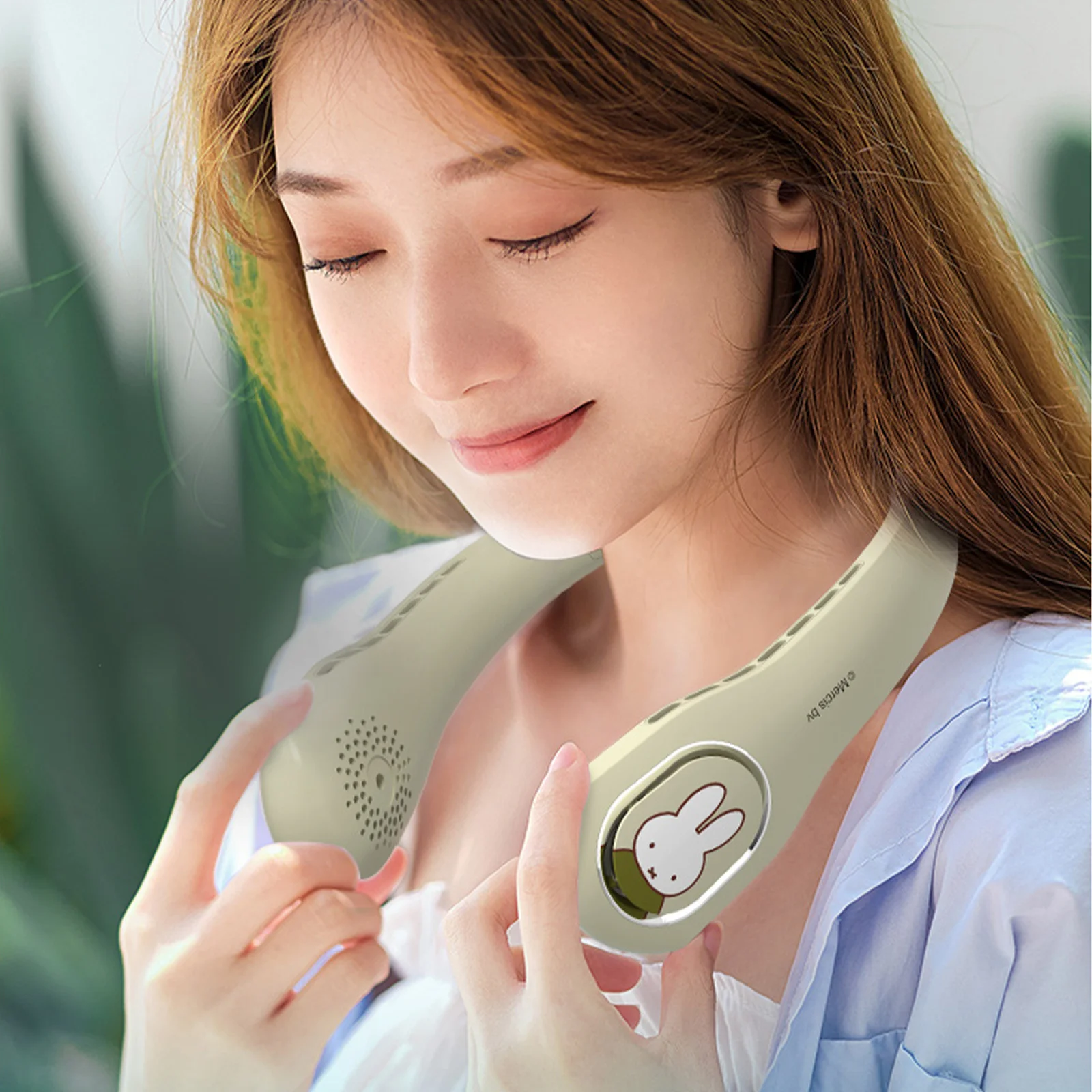 Miffy x Mipow Neck Fan Hanging Neck Portable Hanging Fan Summer Air Cooling Bladeless Neckband For Outdoor Sports Trave