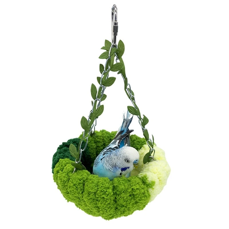New Bird Nest Warm Hammock Green Forest Series Bird Nest Pet Animal Fun Toy Swing Plush Doll Room Decoration Storage Cute Gift 5