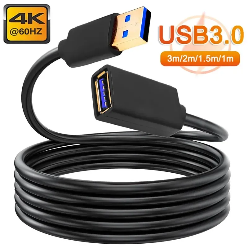 

3/2/1.5/1M USB 3.0 2.0 Extension Cable for Smart TV PS4 Xbox Webcam Camera Extender Cord Wire Data Sync Fast Transfer Cable Line