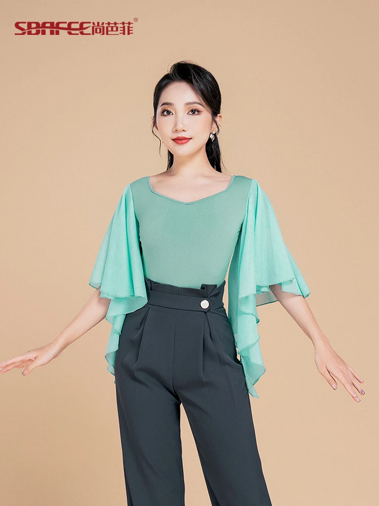 Modern Dance Top 2023 New Women's Summer Social Dress Flowing National Standard Bodysuit