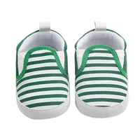 Infant Newborn Baby Flat Shoes, Stripe Print Non-Slip Slippers Soft Sole Adorable Baby Booties Babies First Walking Shoes 0-18M 3