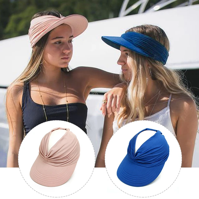 Spring Park Women Summer Anti-UV Face Shield Empty Top Sun Visor Cap Outdoor Cycling Hat, Women's, Size: One size, Pink