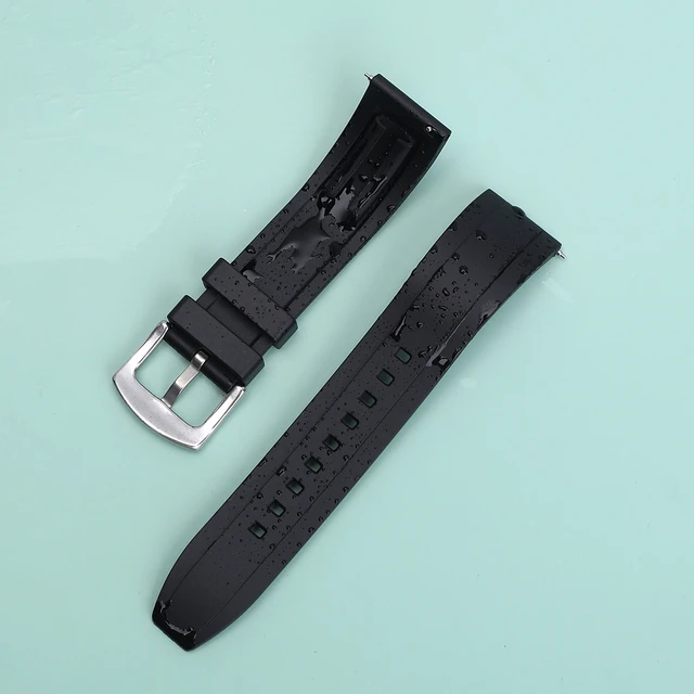 Quality Fluoro Rubber Watch Strap 18mm 19mm 20mm 21mm 22mm 24mm Sport Watchband Black Green Wristband With Quick Release Band 5