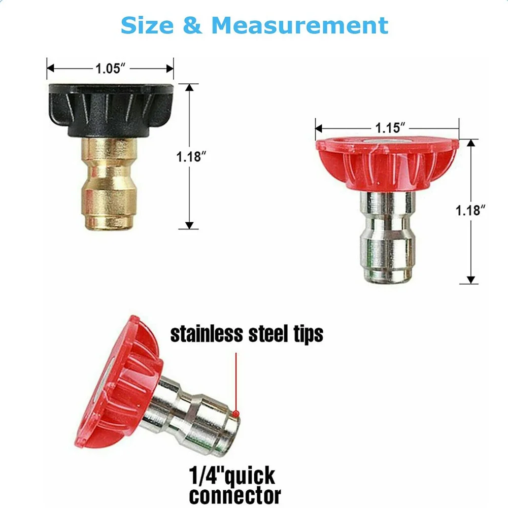 1/4inch High-pressure Water Gun Washer Spray Tips 5Pcs