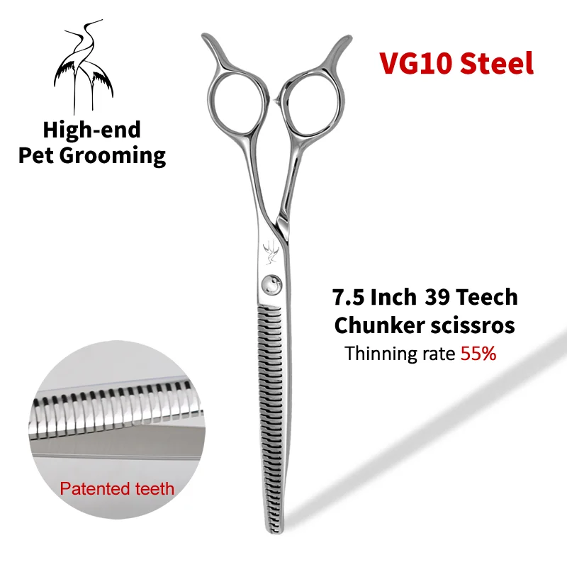 

Crane 7.5 Inch Thinning Shears VG10 Steel For Pet Dog Grooming Fast Cutting Patented tooth Blade Scissors High-end Series