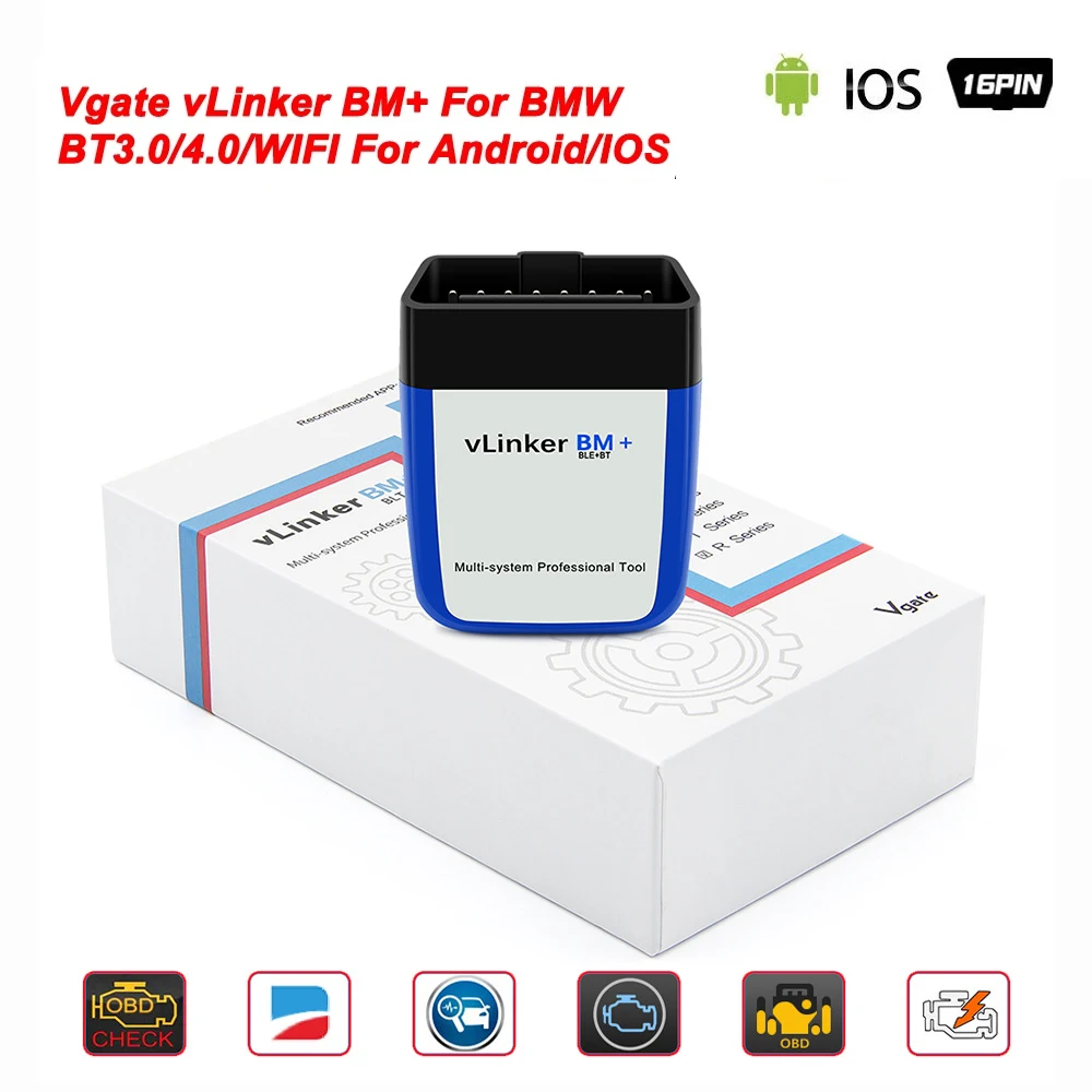 Vgate vLinker BM+ ELM327 V2.2 BT 4.0 wifi For BMW Scanner OBD 2 OBD2 Car  Diagnostic Auto Tool ELM 327 ODB2 Bimmercode - AliExpress