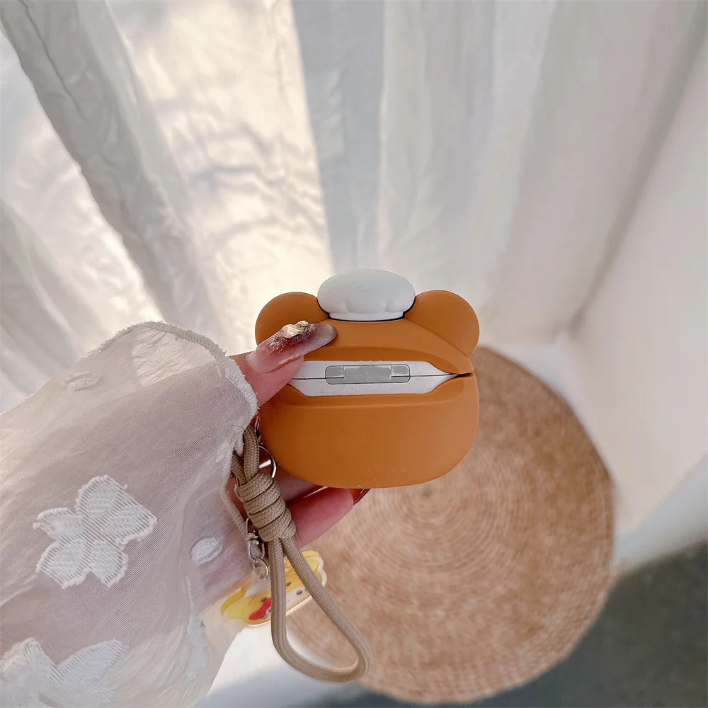 Adorable 3D Cartoon Silicone Earphone Case with Charm
