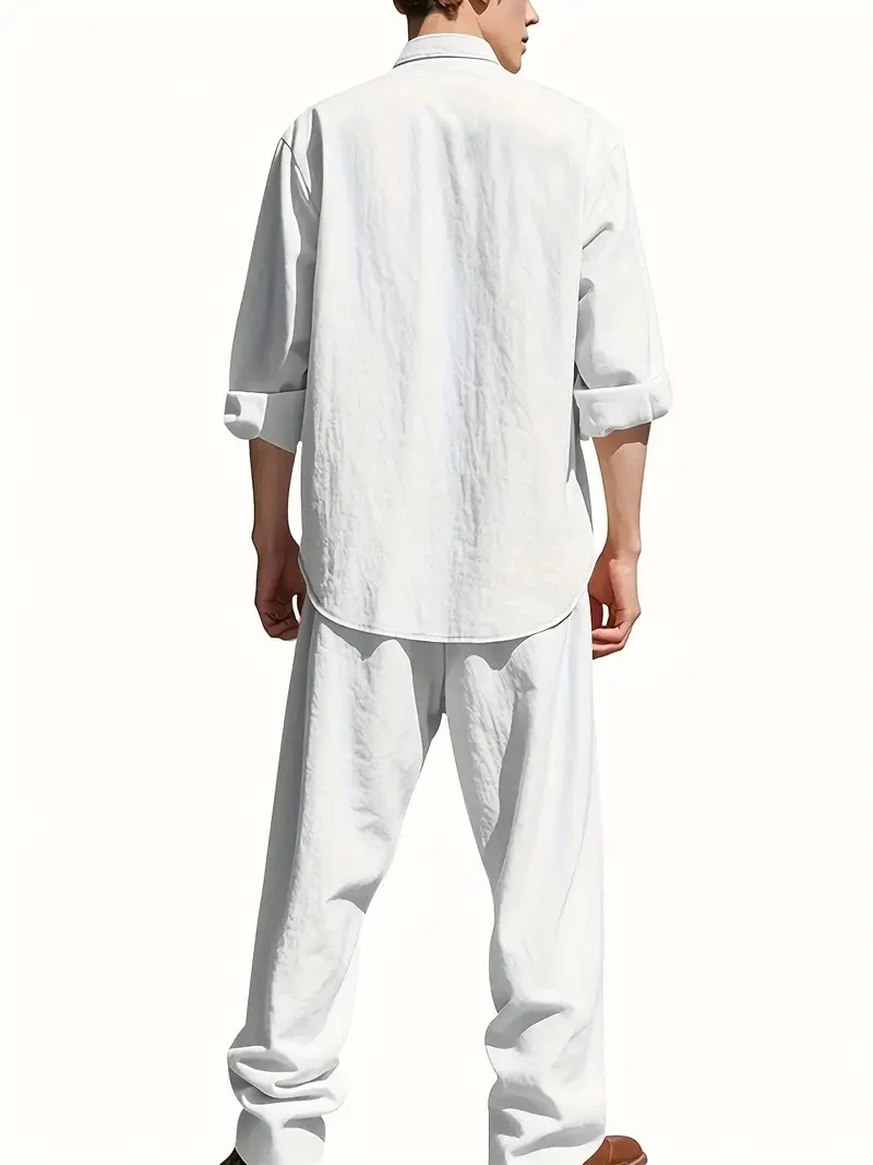Ensemble de costume en lin blanc pour homme