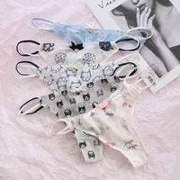 Cute Girls Ladies Mesh T-Back T-String Thongs Sexy Panties Transparent Strawberry Cherry Low-Waisted Seamless Underwear Women