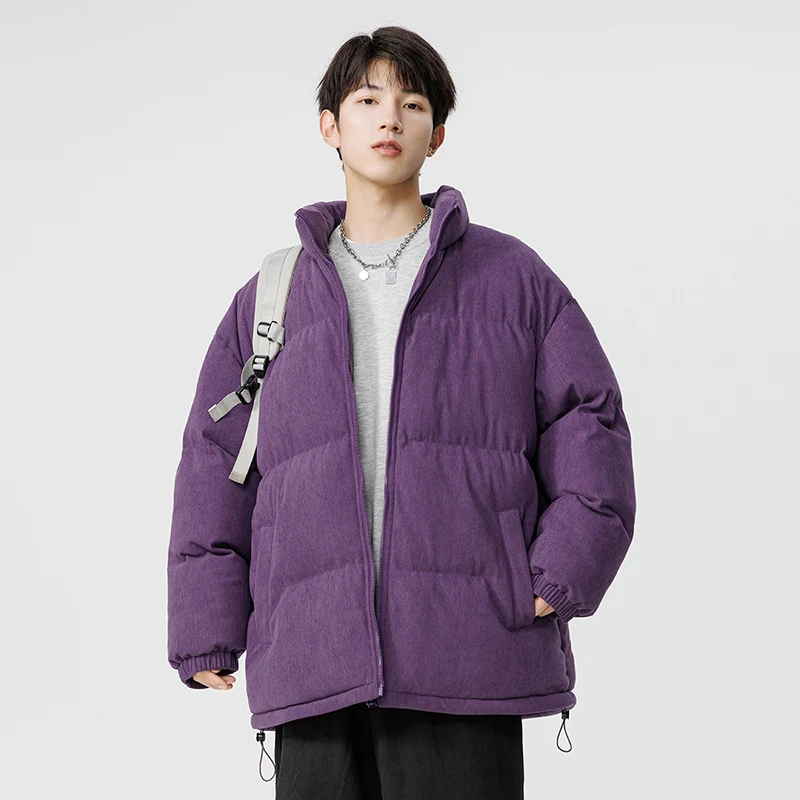 Men's Padded Jacket Corduroy Jacket Winter Stand Collar Zip-up Windbreaker Waterproof Outerwear Unisex Vintage Warm Parkas 2023