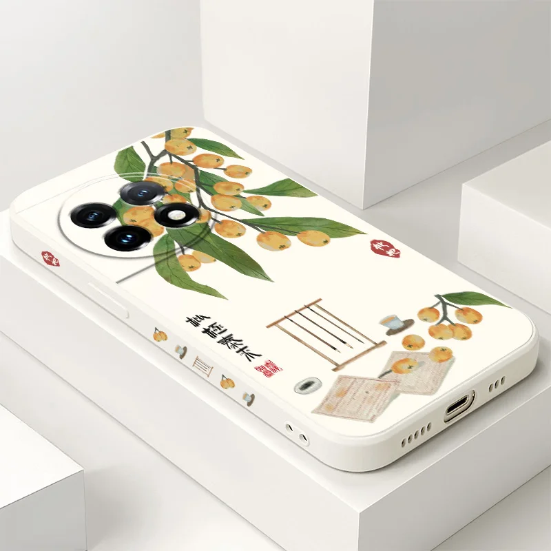 Elegant Loquat Liquid Silicone Phone Case Cover