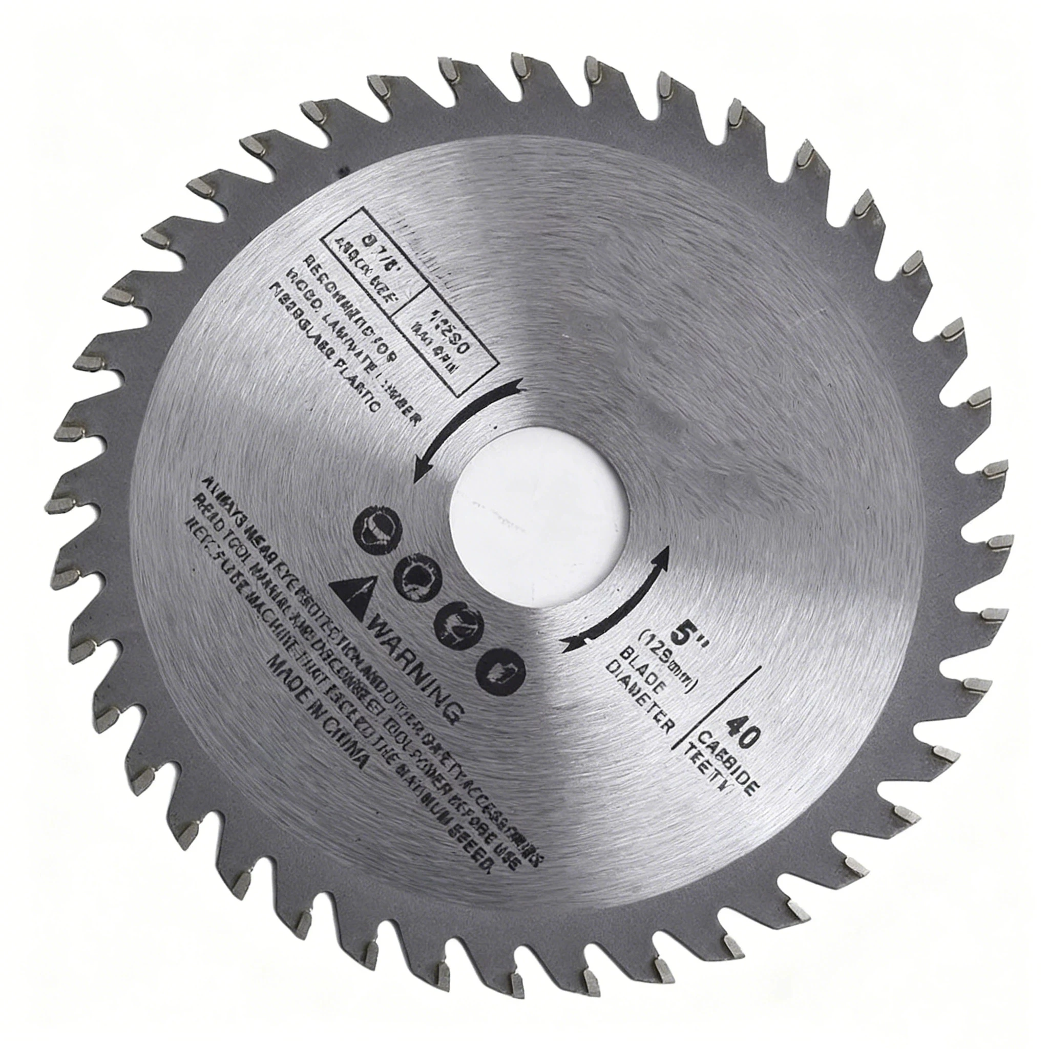 Cutting Disc 5inch 125mm Mini Circular Saw Blade For Wood Plastic Metal Rotating Carbide Cutting Tools 40 Teeth 12000 Max RPM