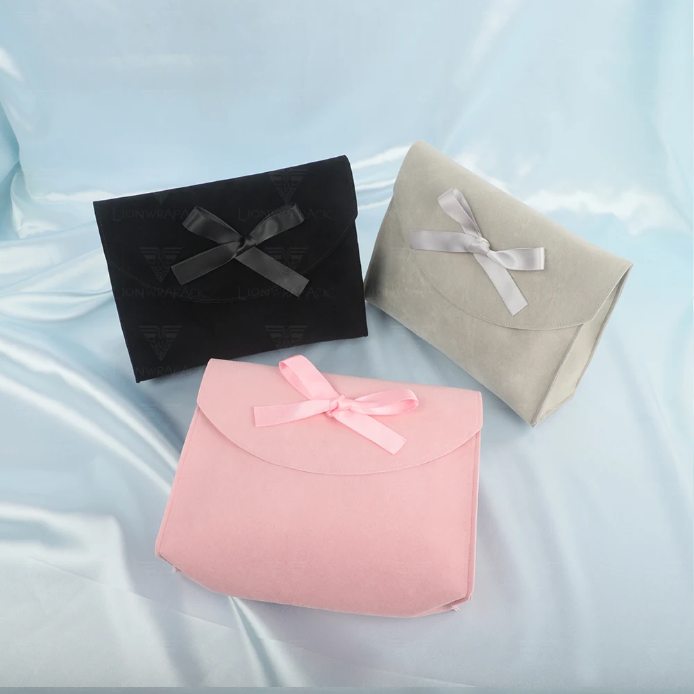 skin care products packaging envelope pouch custom black velvet gift bag with logo