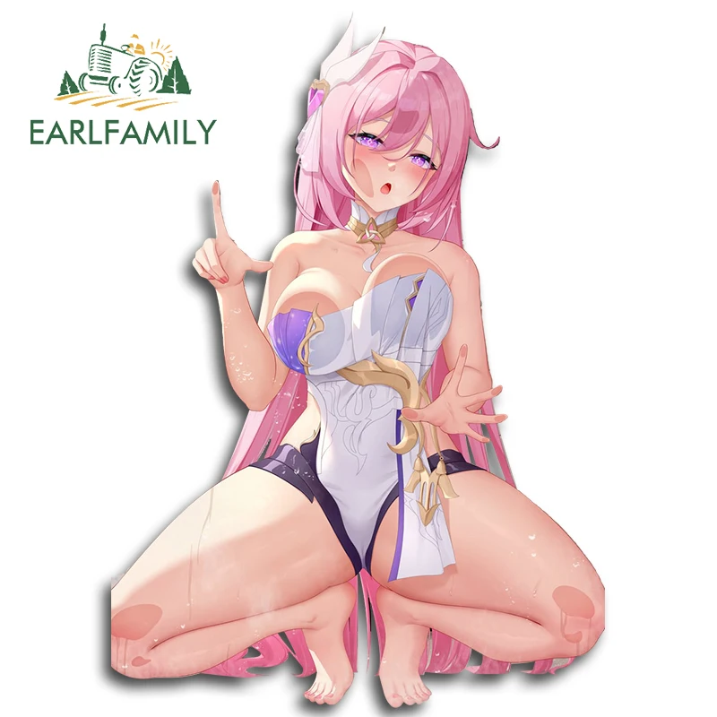 EARLFAMILY 13 см для Elysia Honkai Impact 3rd Sexy виниловые наклейки на машину Автомобильная оберточная Наклейка Автомобильные аксессуары Hentai Ahegao Face RV наклейки